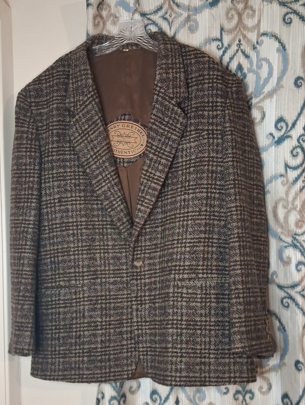 Henry Grethel Brown Plaid Wool Sport Coat